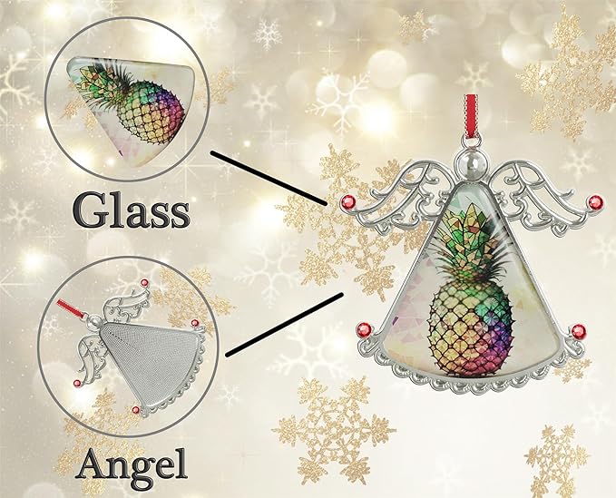 XUTAI Angel Christmas Tree Ornament Pineapple Flowers Glass Hanging Angel Pendant for Holiday Decoration