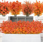 AmyHomie 16 Bundles Mix Orange Artificial Fall Flowers for Outdoor Fall Decor UV Resistant Fake Mums No Fade Fake Plastic Plants Garden Porch Window Box Decorating