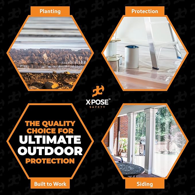 4' x 6' Clear Vinyl Tarp - Super Heavy Duty 20 Mil Transparent Waterproof PVC Tarpaulin with Brass Grommets - for Patio Enclosure, Camping, Outdoor Tent Cover, Porch Canopy - by Xpose Safety