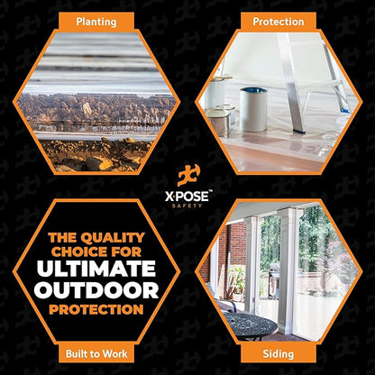 4' x 6' Clear Vinyl Tarp - Super Heavy Duty 20 Mil Transparent Waterproof PVC Tarpaulin with Brass Grommets - for Patio Enclosure, Camping, Outdoor Tent Cover, Porch Canopy - by Xpose Safety