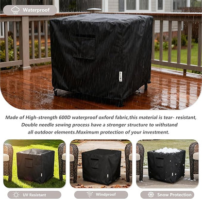 Patio Ottoman Cover,25W x 25D x 18H inch,Waterproof Square Patio Small Side Table Cover,Suitable for 3-Piece Outdoor Wicker Patio Bistro Set Side Table
