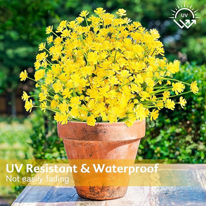 AGIRL 24 Bundles Artificial Flowers for Outdoor,UV Resistant No Fade Fake Plastic Flowers Faux Plants for Hanging Planters Decoration Indoor Outside Garden Porch Window Box Home Wedding Farmhouse