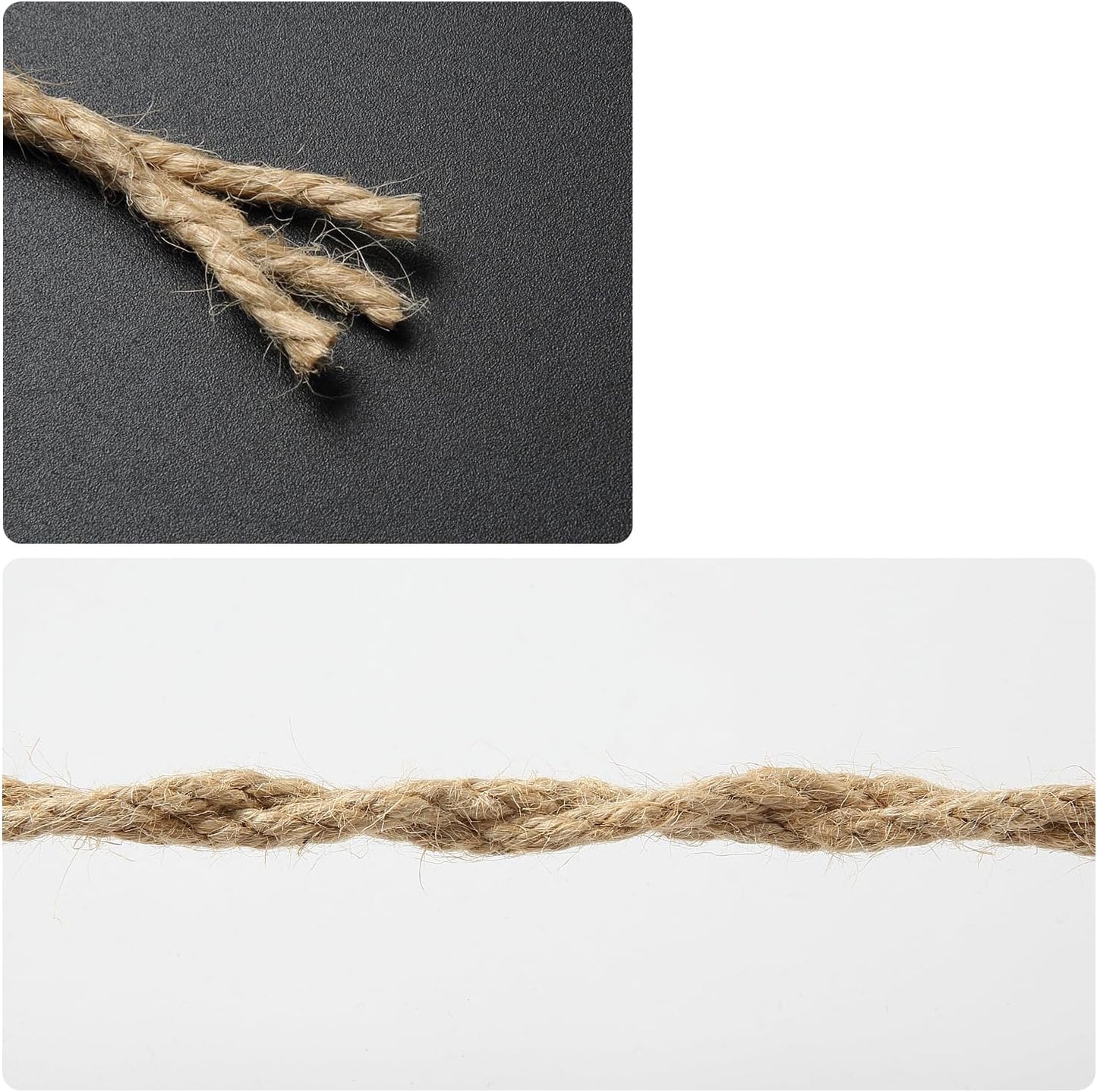 1/4 in (6 mm) X 164 Ft (50 Meters) Natural Sisal Hemp Rope Heavy Duty Thick Twine for Cat Scratcher Post Tree, Garden, Binding, Crafts Packing Material