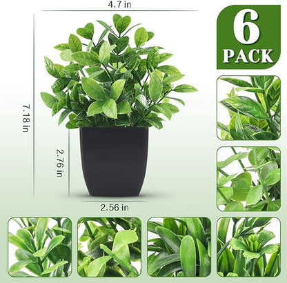 Der Rose 6 Pack Fake Plants Mini Artificial Plants for Home Office Farmhouse Bathroom Shelf Decor Indoor