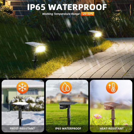 3 Brightness Modes Solar Outdoor Lights, 360 Degree Adjustable Lighting Angle with 40 LED's, Spotlights Outdoor Waterproof Auto On or Off Solar Garden Lights 8 Pack