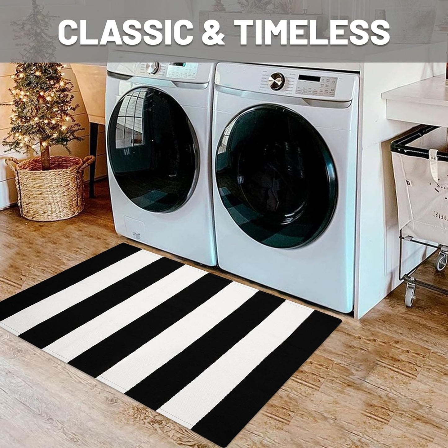 IOHOUZE Black White Striped Rug -24" x36“ Front Door Mats Outdoor,Washable Rug for Front Porch Decor,Spring Summer Welcome Mats Outdoor Indoor, Doormat for Farmhouse/Entryway/Home Entrance