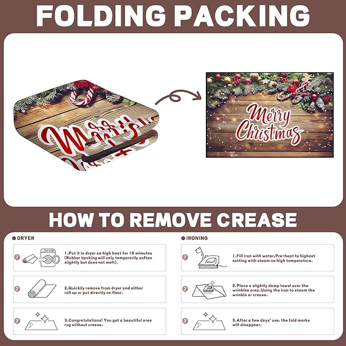 2' X 3' Christmas Area Rugs,Xmas Wood Grain Non-Slip Washable Rug Indoor Rugs Floor Mats Carpet for Living Room Bedroom Dining Room Home Decor,23.6" X 35.4"