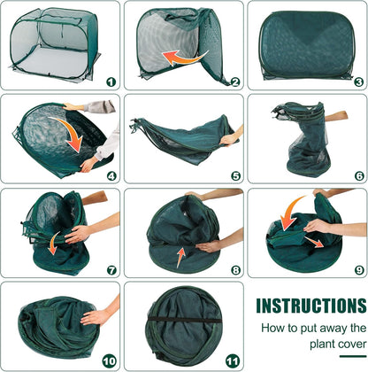 3 Pack Pop Up Mesh Plant Cover, Plant Protector for Raised Garden & Flower Bed, Net Cage Plant Guard for Fruits, Vegetables, Seedlings and Herbs, 8 Ground Stakes for Fixing.