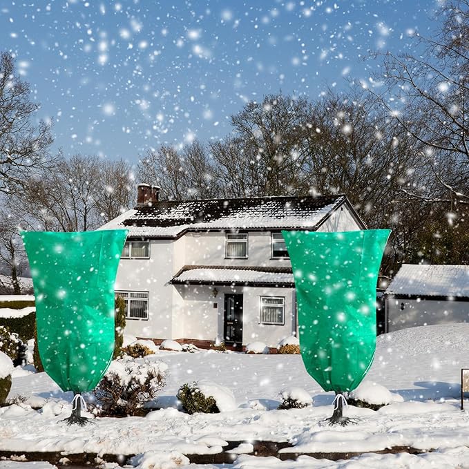 2 Pack Plant Covers Freeze Protection, 80''W x 97''H 2.5oz/yd² Large Winter Tree Frost Blankets Frost Cloths Protectors Bag Cover with Zipper Drawstring for Outdoor Plants Shrub Fruit Trees Potted