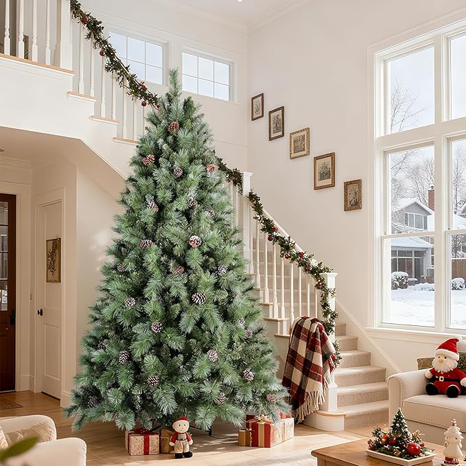 Christmas Tree 7.5ft, PLuxury Pine Needle -Premium Christmas Trees Flocked Trees - Artificial Xmas Tree