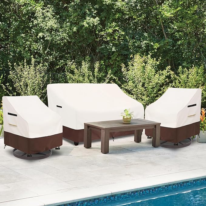 Outdoor Couch Covers,58 Inches Outdoor Sofa Cover, Waterproof Patio Furniture Cover,Furniture Covers for Patio Seating (Beige)