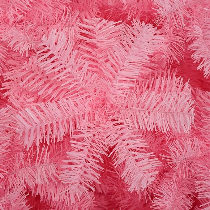 KTKDE 4ft Pink Christmas Tree Artificial Tree Decorations with 450 Tips-1pcs Treetop Star 1 Set 100 Led String Lights(Batteries not Include), Small Xmas Tree Indoor Holiday Party Decorations