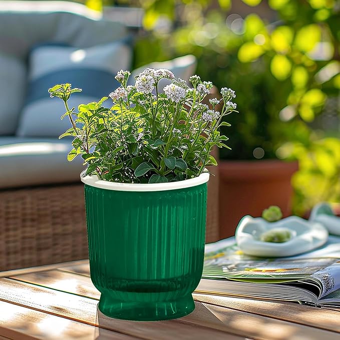 T4U 4.8 Inch Self Watering Plant Pot, 4 Pack Self Watering Pots, Self Watering Planter with Reservoir, Small Self Watering Pots for Indoor Plants, African Violets (4 Pack, 4.8", Translucent Green)
