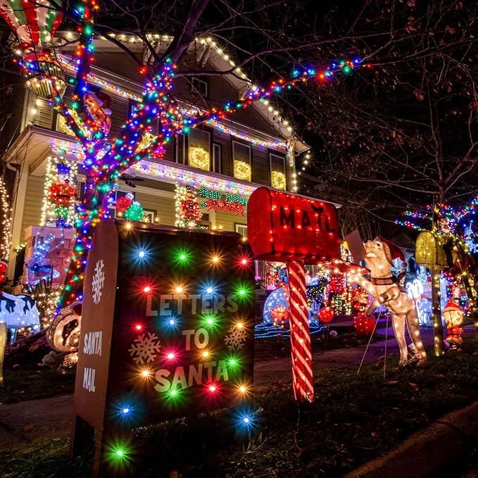 JMEXSUSS 600 LED Solar Christmas Lights Outdoor Waterproof, 206.7 ft Solar String Lights Outdoor, 8 Modes Tree Light for Outside Yard Patio Christmas Decorations