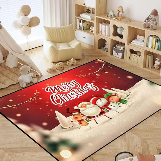 Christmas Rug Merry Xmas Door Mat Non-Slip Indoor Outdoor Front Door Doormat Living Room Bedroom Entrance Rug Happy Xmas Floor Decor Home Festive Decoration,71" X 47"