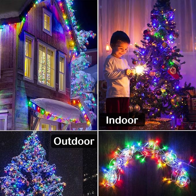 Christmas Lights Outdoor, 800LED 330FT Multicolor String Lights 8 Modes Timer Plug in Waterproof Indoor Outdoor Christmas Lights for Christmas Wedding Garden Yard Party Tree Decoration