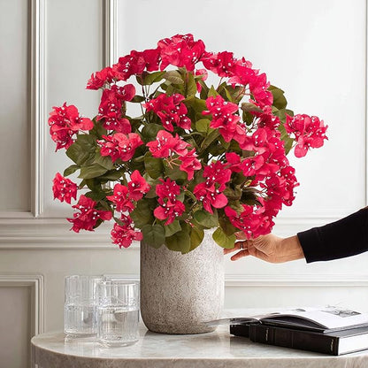 4 Pcs Artificial Flowers Bougainvillea Outdoor Artificial Plants Faux Flowers with Stems Silk Flowers for Wedding Porch Living Garden Decor(4PCS,Rose Red)