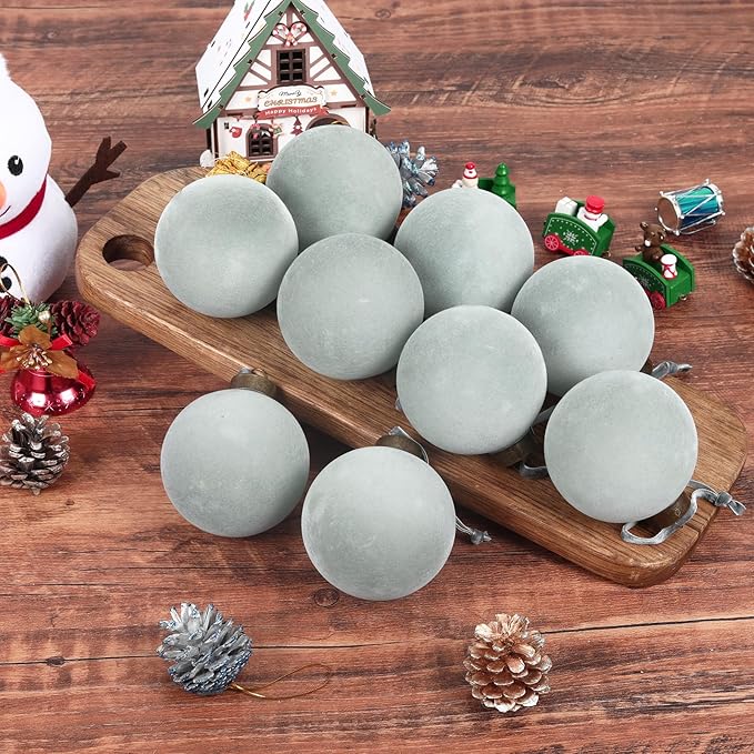 12 Pcs Velvet Christmas Balls Bulk Shatterproof Plastic Christmas Tree Decorations for Decorative Hanging Baubles (12, Haze Blue, 2.36Inch)
