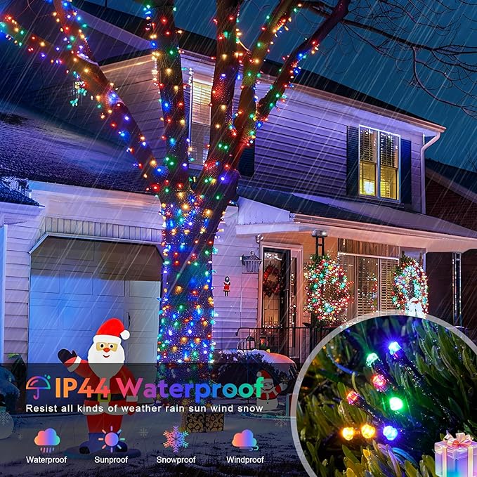 JMEXSUSS 800 LED Christmas String Lights Outdoor, 272ft 8 Modes Multicolor Christmas Lights Plug in, Waterproof Green Wire LED Christmas Tree Lights for Indoor Tree Xmas Decor