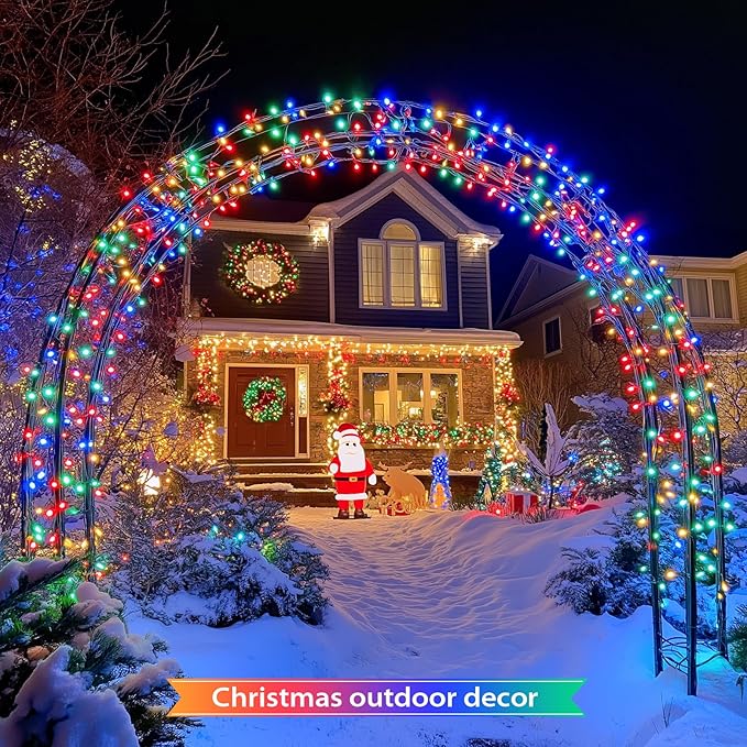 JMEXSUSS 600 LED Solar Christmas Lights Outdoor Waterproof, 206.7 ft Solar String Lights Outdoor, 8 Modes Tree Light for Outside Yard Patio Christmas Decorations