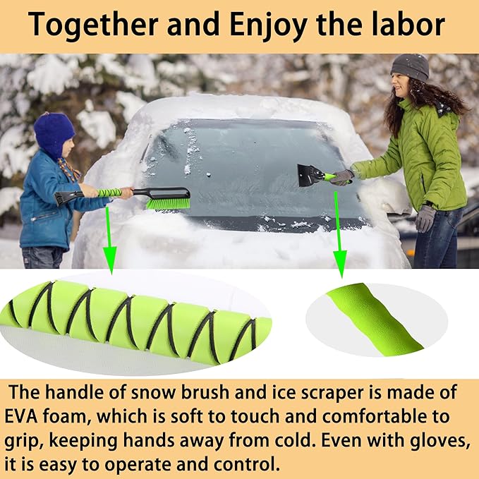 27" Snow Brush & Ice Scraper for Car Windshield, Detachable Snow Scrapers with Foam Grip for Cars, Trucks, SUVs