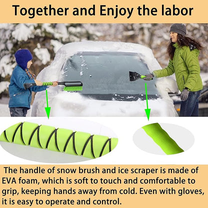 27" Snow Brush & Ice Scraper for Car Windshield, Detachable Snow Scrapers with Foam Grip for Cars, Trucks, SUVs