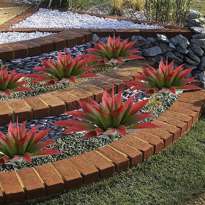 Artificial Agave Plants,Large UV Resistant Fake Agave Planters for Indoor and Outdoor Decorating Tropical Plant Succulents Greenery Indoor Decor (2Pack,22" Red)