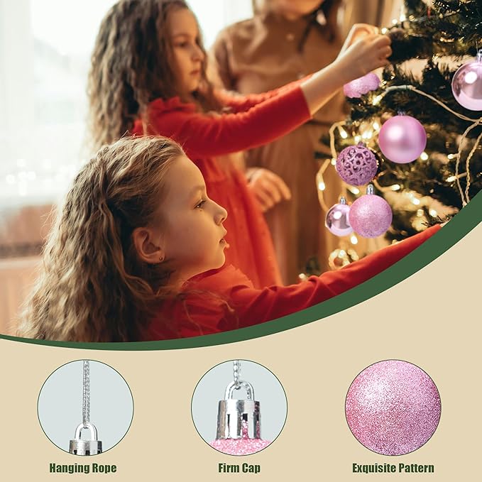 100-Pack Christmas Ball Ornaments for Tree,Shatterproof Plastic Holiday Baubles Set in Assorted Sizes and Finishes, Christmas Tree Decorations for Home, Office, Party, Indoor Outdoor Use