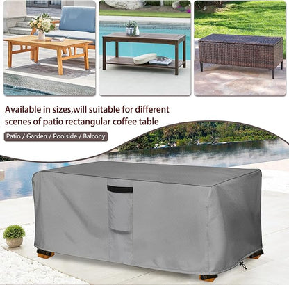 Outdoor Coffee Table Cover,Waterproof Rectangular Patio Small Side Table Cover,48 x 28 x 16 inch, Outdoor Table Covers Waterproof Rectangle,Grey