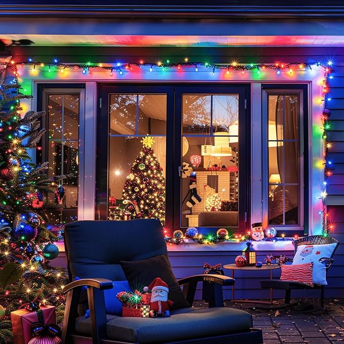 JMEXSUSS 800 LED Christmas String Lights Outdoor, 272ft 8 Modes Multicolor Christmas Lights Plug in, Waterproof Green Wire LED Christmas Tree Lights for Indoor Tree Xmas Decor