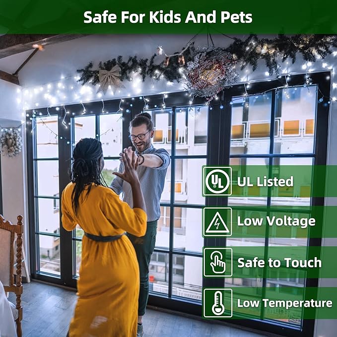 1620 LED Christmas Lights with 360Drops, 164ft 12 Modes Cool White Outdoor String Lights with Timer Dimmable, Waterproof Hanging Twinkle Lights for Outside Holiday Wedding Eaves Christmas Decor