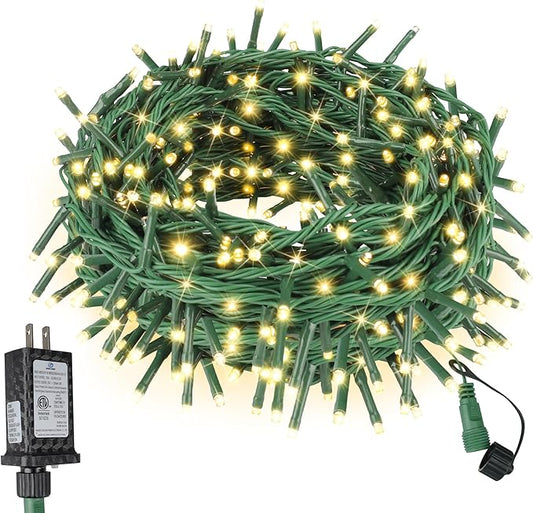 66FT 200 LED Christmas String Lights End-to-End Plug 8 Modes Indoor Lights with Timer, Outdoor Indoor Fairy Lights Christmas Tree Patio Garden Holiday Warm White