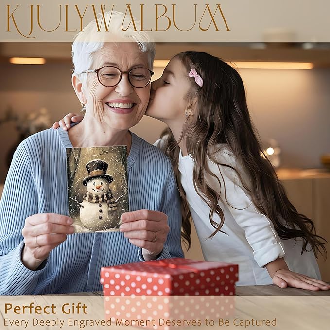 Christmas Photo Albums 4x6 inch Hold 36 Pictures, Rustic Farmhouse Christmas Snowman Winter Holiday Small Memory Photo Album Book for Baby Family Graduation Wedding Travel Vacation