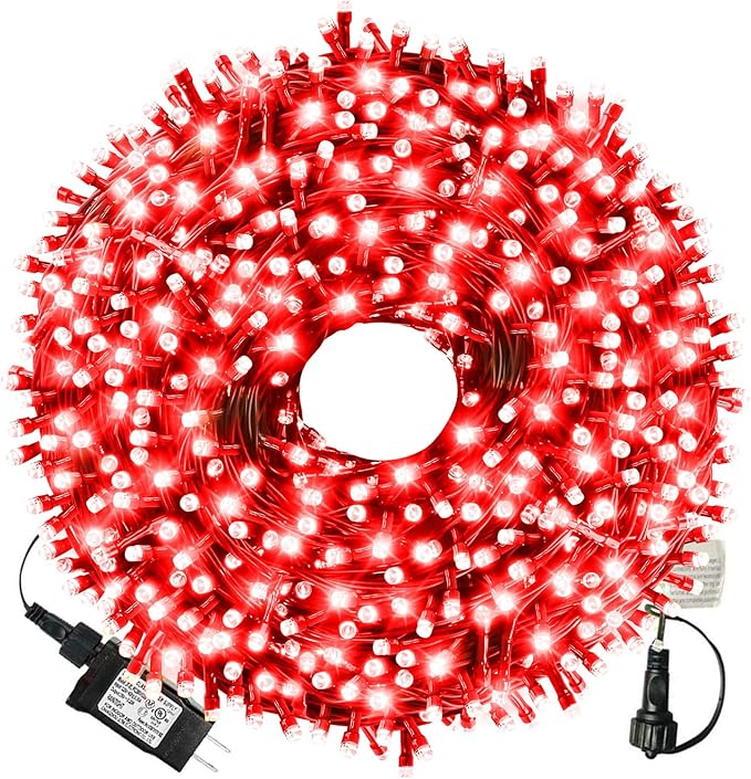 XTF2015 105ft 300 LED Christmas String Lights, End to End Plug 8 Modes Christmas Lights - UL Certified - Outdoor Indoor Fairy Light Christma s Tree, Patio, Garden, Party, Wedding, Holiday (Red)