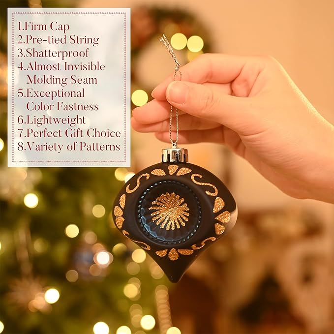 Valery Madelyn Fall Ornaments for Christmas Trees, 60ct Blue and Gold Shatterproof Christmas Tree Decorations, Luxury Hanging Ball Ornaments Bulk for Thanksgiving Autumn Harvest Decor