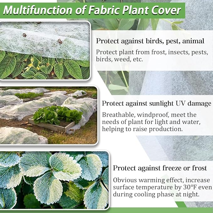 Plant Covers Freeze Protection, 7FT x 100FT 0.9oz Reusable Floating Row Cover Plant Blankets Frost Cloth for Clod Winter Frost Sun Pest Protection