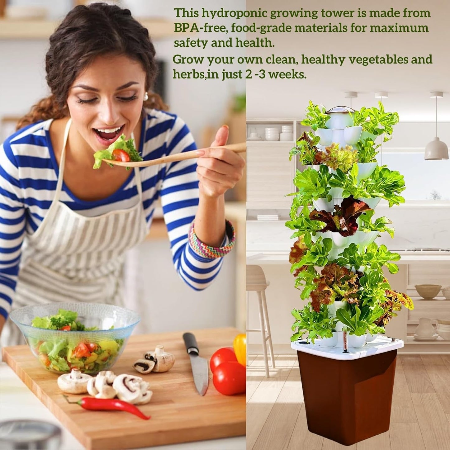 Hydroponic Growing System Kit – Indoor Vertical Hydroponic Garden Tower, 35 Planting Pods，Indoor Herb Garden,Lettuce Vegetables Hydroponic Growing Kit