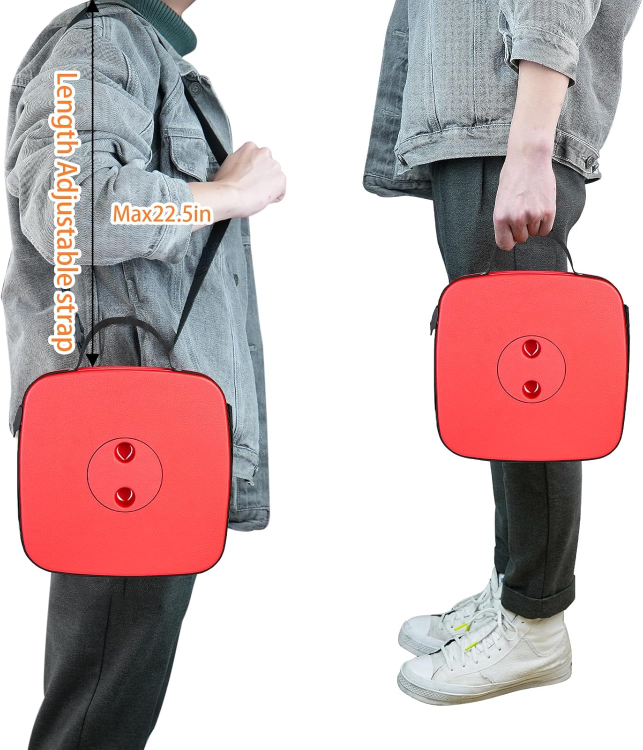 Boreeman Upgraded Collapsible Stool, Square Portable Stool, Lightweight Yet More Sturdy with Load Capacity 400lbs, Perfect for Camping Fishing Hiking BBQ (Square Red)