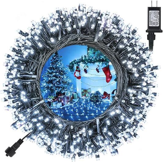 Toodour Christmas Lights Outdoor, 131ft 350 LED String Lights, Timer, Waterproof 8 Modes Outdoor Christmas String Light - Twinkle Light for Tree Home Garden Yard Wedding Party Xmas Decor(White)