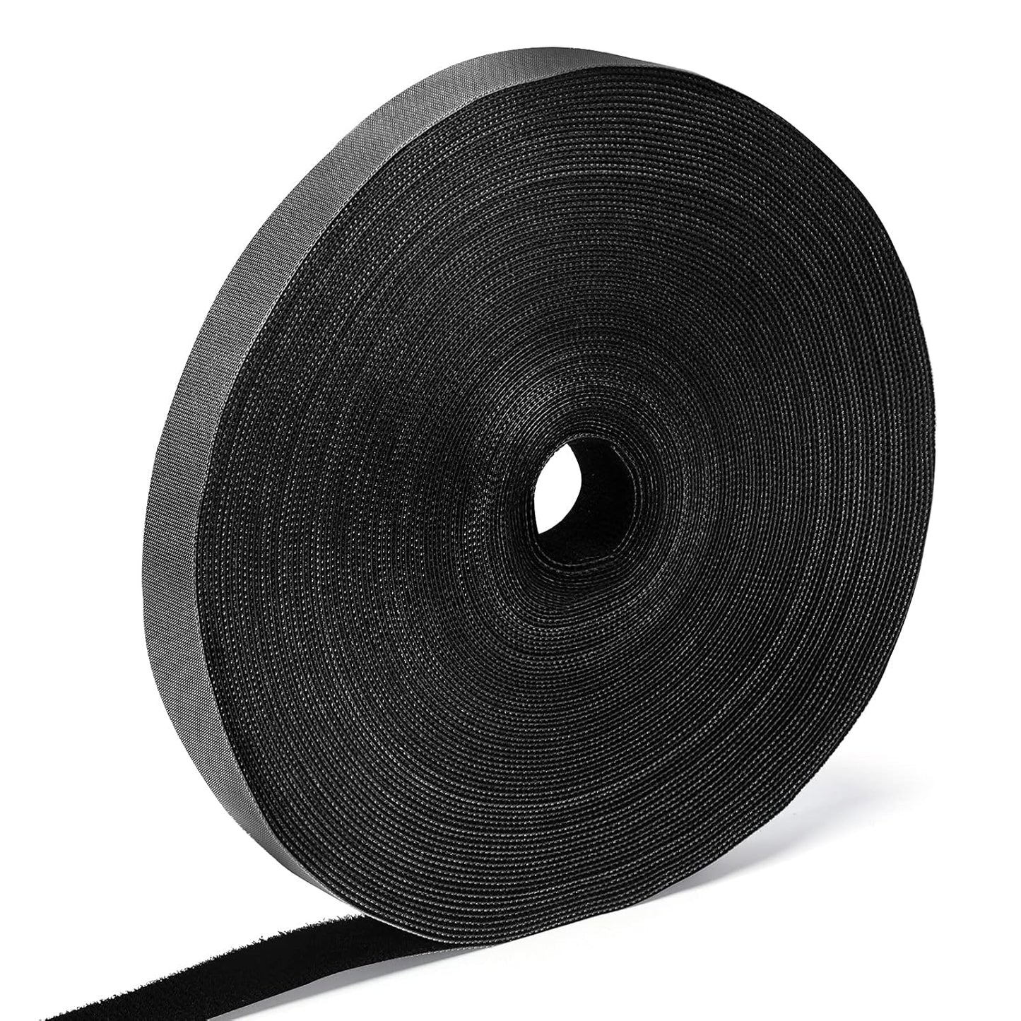WILLBOND 1 Inch x 90ft Fastening Tape Cable Ties Reusable Fastening Nylon Tape Double Side Hook Roll Hook and Loop Straps Wires Cords Management Wire Organizer Straps (Black)