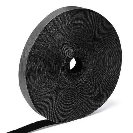 WILLBOND 1 Inch x 90ft Fastening Tape Cable Ties Reusable Fastening Nylon Tape Double Side Hook Roll Hook and Loop Straps Wires Cords Management Wire Organizer Straps (Black)
