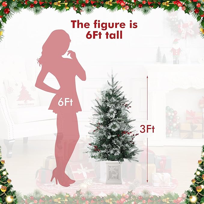 Small Christmas Tree with 78 Multi-Color Led Lights, 3 Ft Pre-Lit Artificial Christmas Decoration for Home Office Decoration