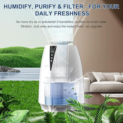 Humidifiers for Bedroom Large Room, 5L No Mist Humidifier for Baby Plants Quiet Top-Fill Air Purifiers Air Cleaner, Tap Water Use, Last 12-Hour, Remote & LED Touch Control