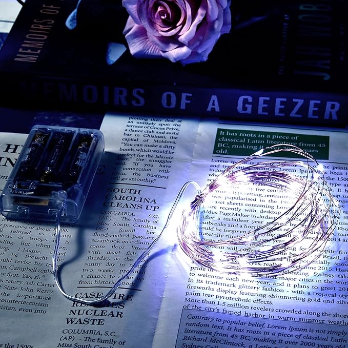 1 Pack 16.4ft Battery Operated String Lights with Timer, Cool White with Synchronized Twinkle Mode, Fairy Lights Battery Powered, 50 LEDs, Idea for Christmas Bedroom Party Wedding