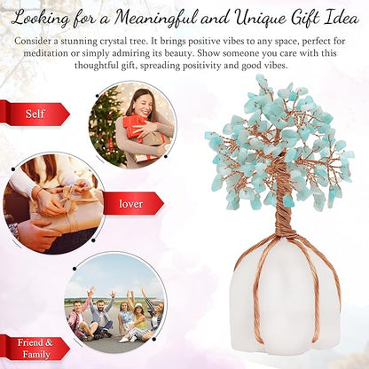 Amazonite Crystal Tree of Life - Handmade Gemstone Tree, Natural Quartz Stone Base, Chakra Tree of Life, Copper Wire Money Tree, Feng Shui Tree, Crystal Decorations, Healing Crystal, Spiritual Gifts