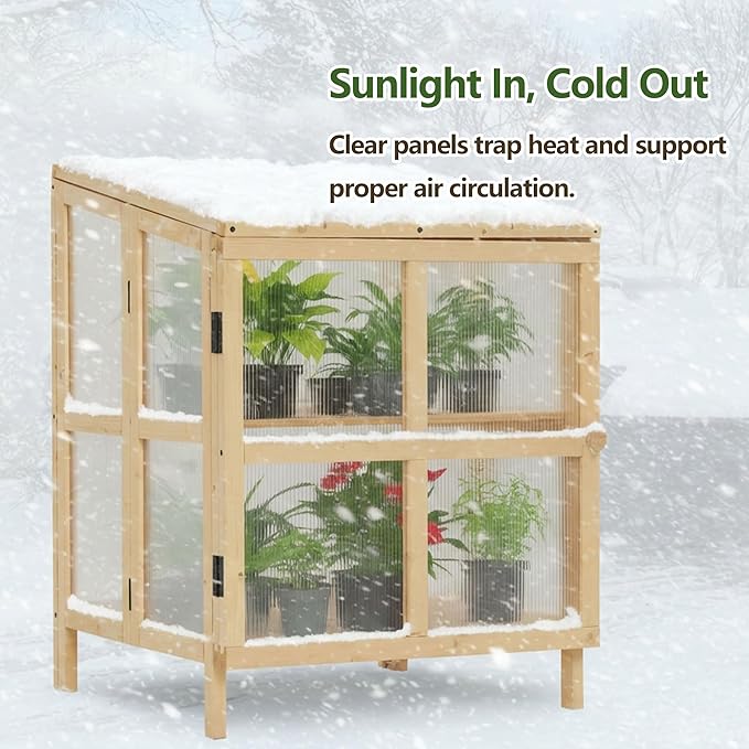 OTXIIN Cold Frame Greenhouse Cabinet, Heavy-Duty Outdoor Plant Protection Box, Portable Mini Greenhouse for Winter Gardening, Seedlings, Vegetables & Herbs