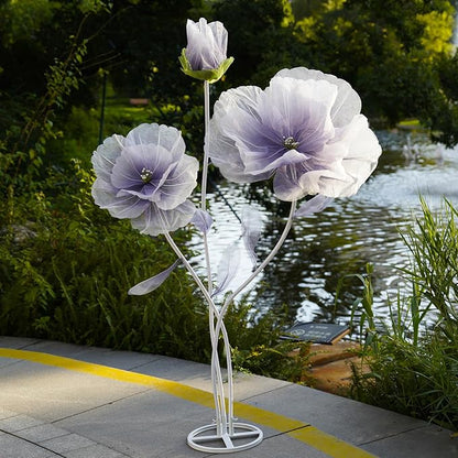 Giant Flowers for Decoration,Large Fake Flower with Standing Stems and Base,Big Artificial Flowers for Home Decor,Wedding Background Decor,Shop Window Display,Banquet,Garden Party (Purple)