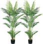 4.5FT 2Packs Artificial Palm Tree,Faux Areca Palm Plant with Real Touch Leaves and Adjustable Branches,Fake Tropical Palm Tree for Home Office Indoor Outdoor Modern Decoration