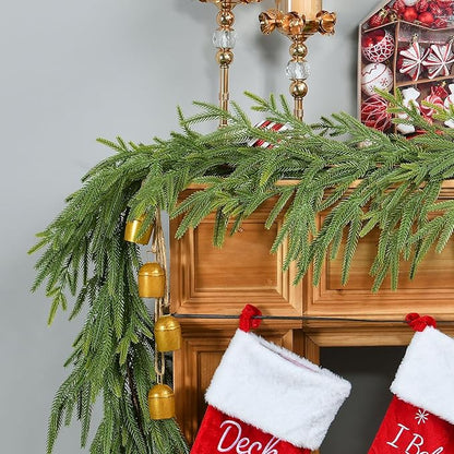 1 PCS 6 FT Artificial Norfolk Pine Garland, Real Touch Christmas Garland, Faux Winter Pine Garland for Fireplace Mantle Table Wall Stair Indoor Outdoor Xmas Holiday Christmas Decorations