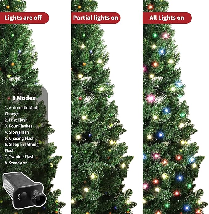5FT Christmas Tree LED Bulbs Pre-Lit, Premium Artificial Christmas Tree with Lights, Decorated Xmas Tree with Tripod Stands for Indoor Home Office Party Holiday Decoration, ETL Listed